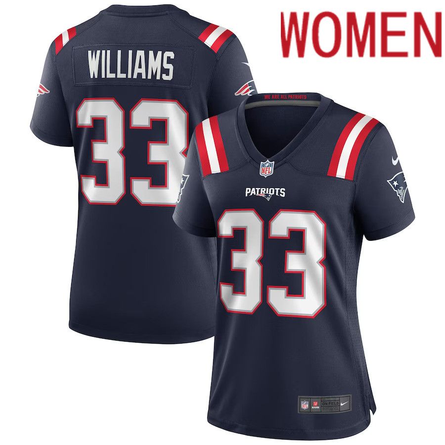 Women New England Patriots #33 Joejuan Williams Nike Navy Game NFL Jersey